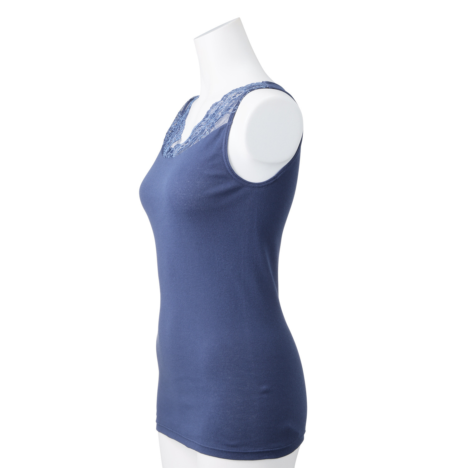 肌ごころ カラーはお任せ！ 綿１００％ レーシータンクトップ お楽しみ４枚セット