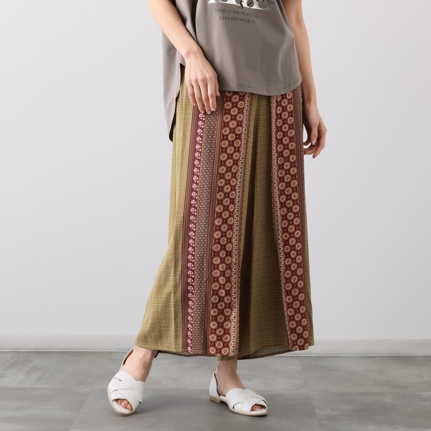 アリュメット 小紋ドット柄 ラップワイドパンツ