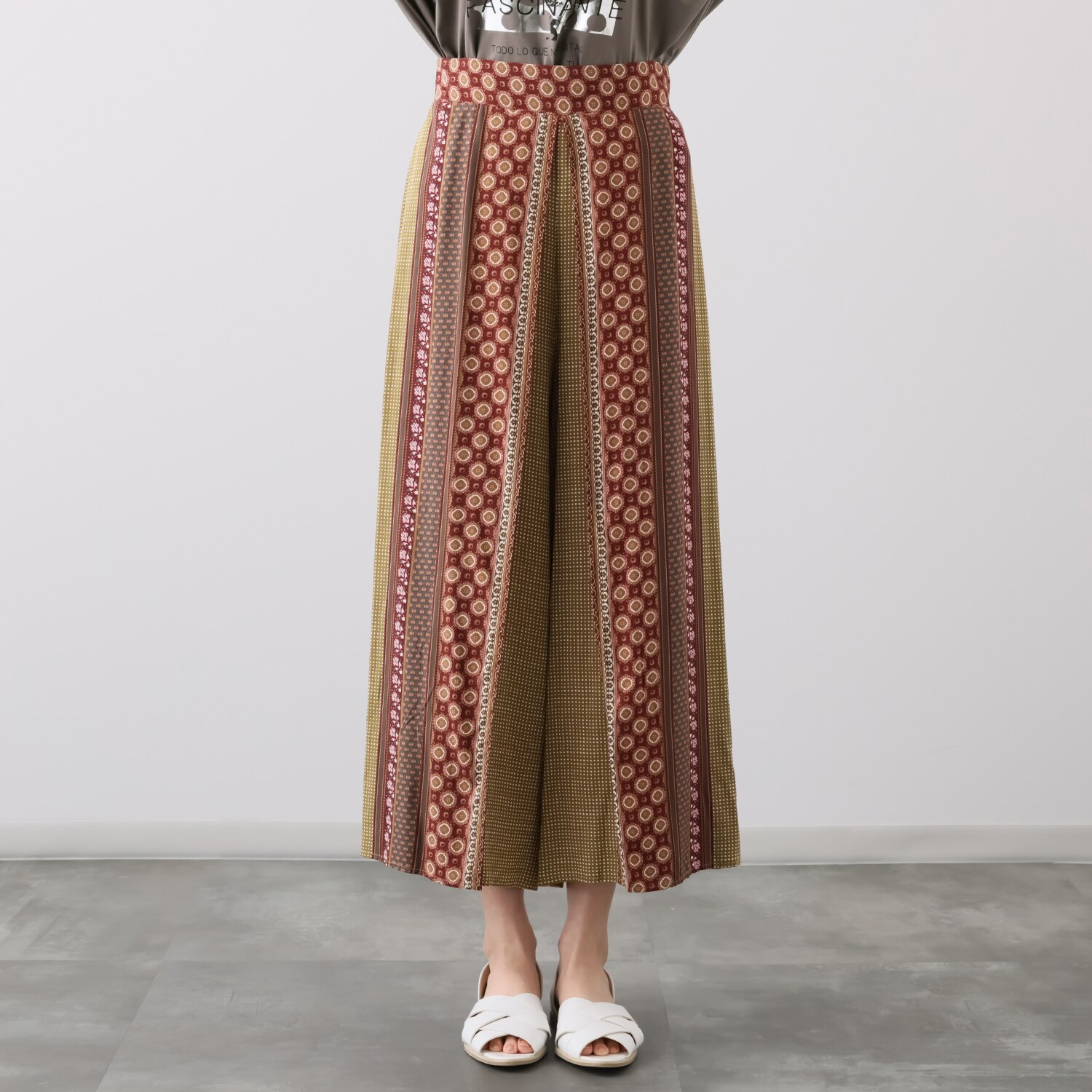 アリュメット 小紋ドット柄 ラップワイドパンツ