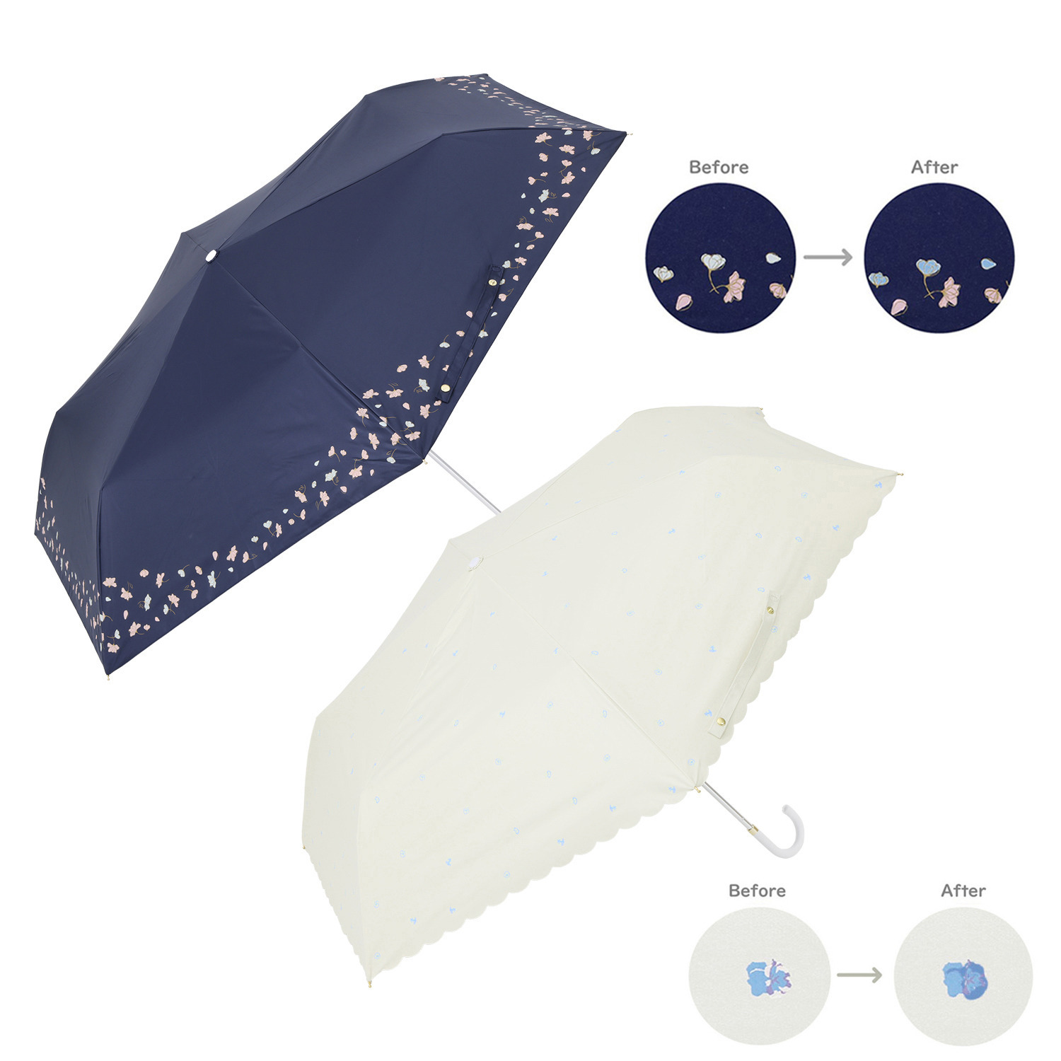 彩傘 紫外線で色が変わる！ 晴雨兼用 折りたたみ傘２本セット