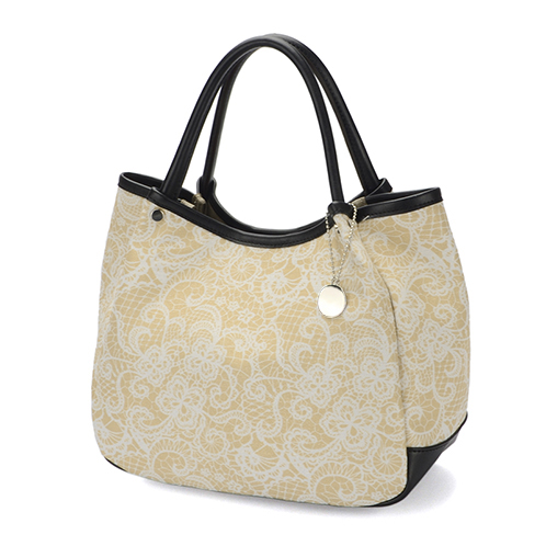 ラルジュ レース調フラワープリント ハンドバッグ