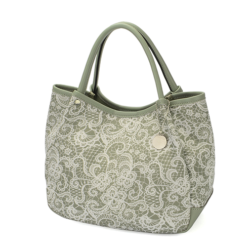 ラルジュ レース調フラワープリント ハンドバッグ