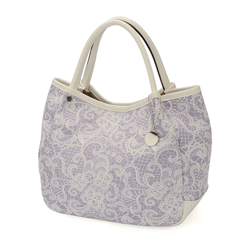 ラルジュ レース調フラワープリント ハンドバッグ