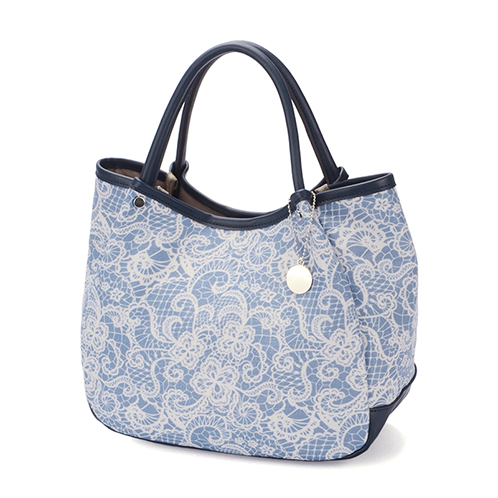 ラルジュ レース調フラワープリント ハンドバッグ