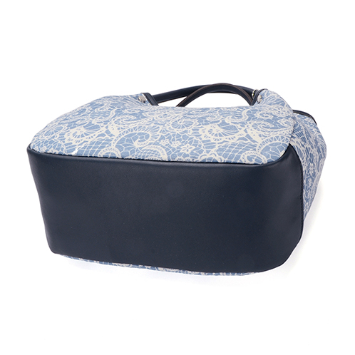 ラルジュ レース調フラワープリント ハンドバッグ