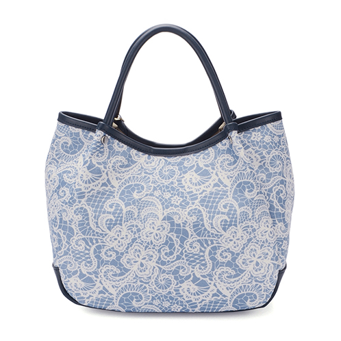 ラルジュ レース調フラワープリント ハンドバッグ
