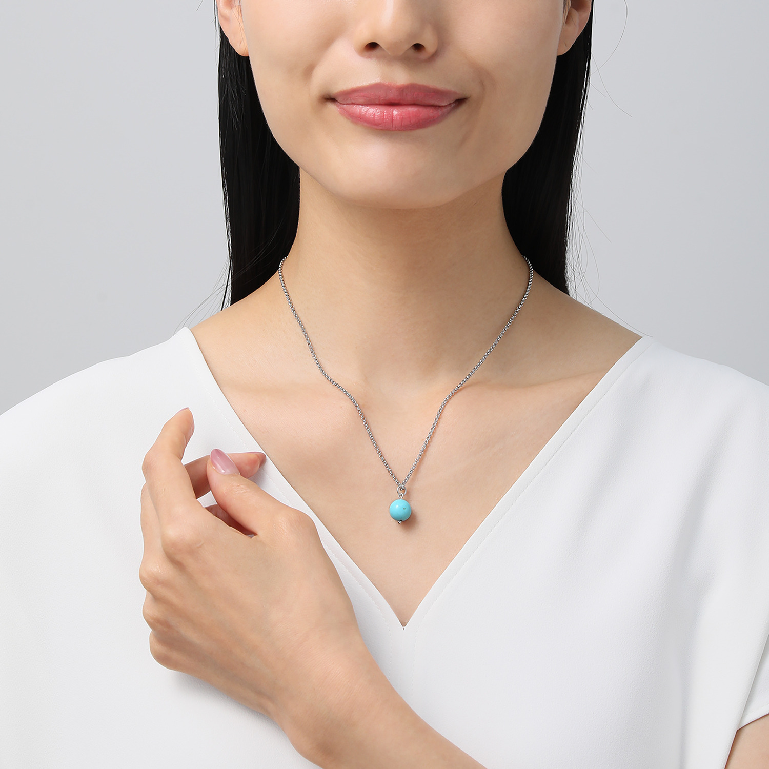 インプレスミー １０ｍｍＵＰ 大玉ターコイズ シンプルネックレス