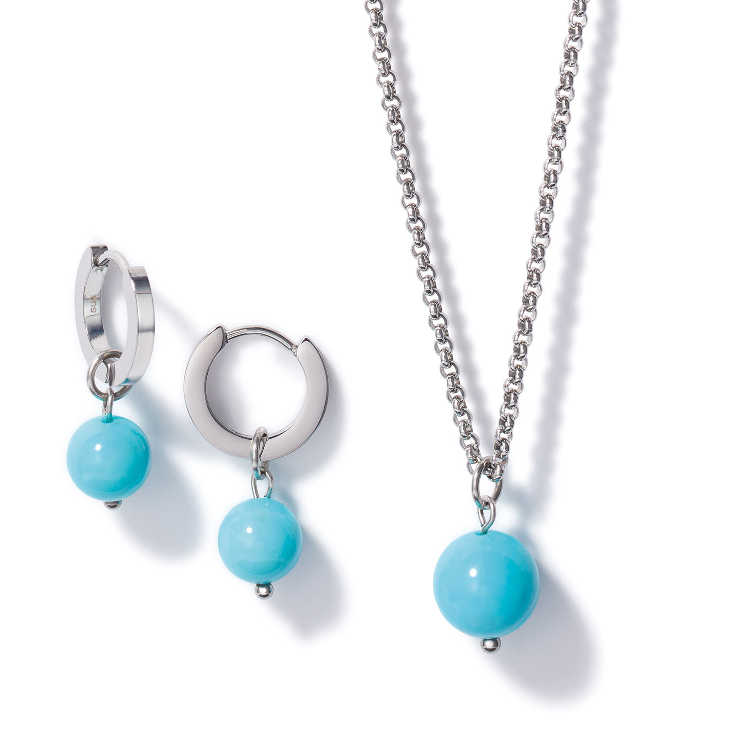 インプレスミー １０ｍｍＵＰ 大玉ターコイズ シンプルネックレス