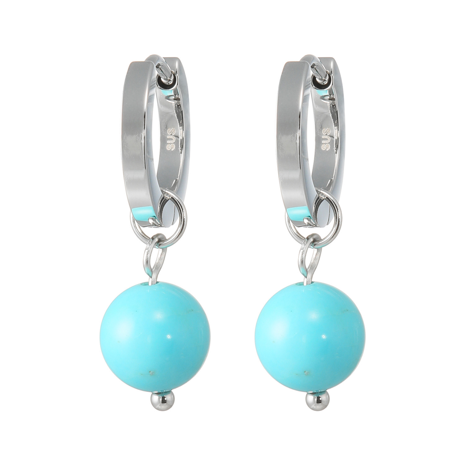 インプレスミー ８ｍｍＵＰ ターコイズチャーム ２ウェイフープピアス