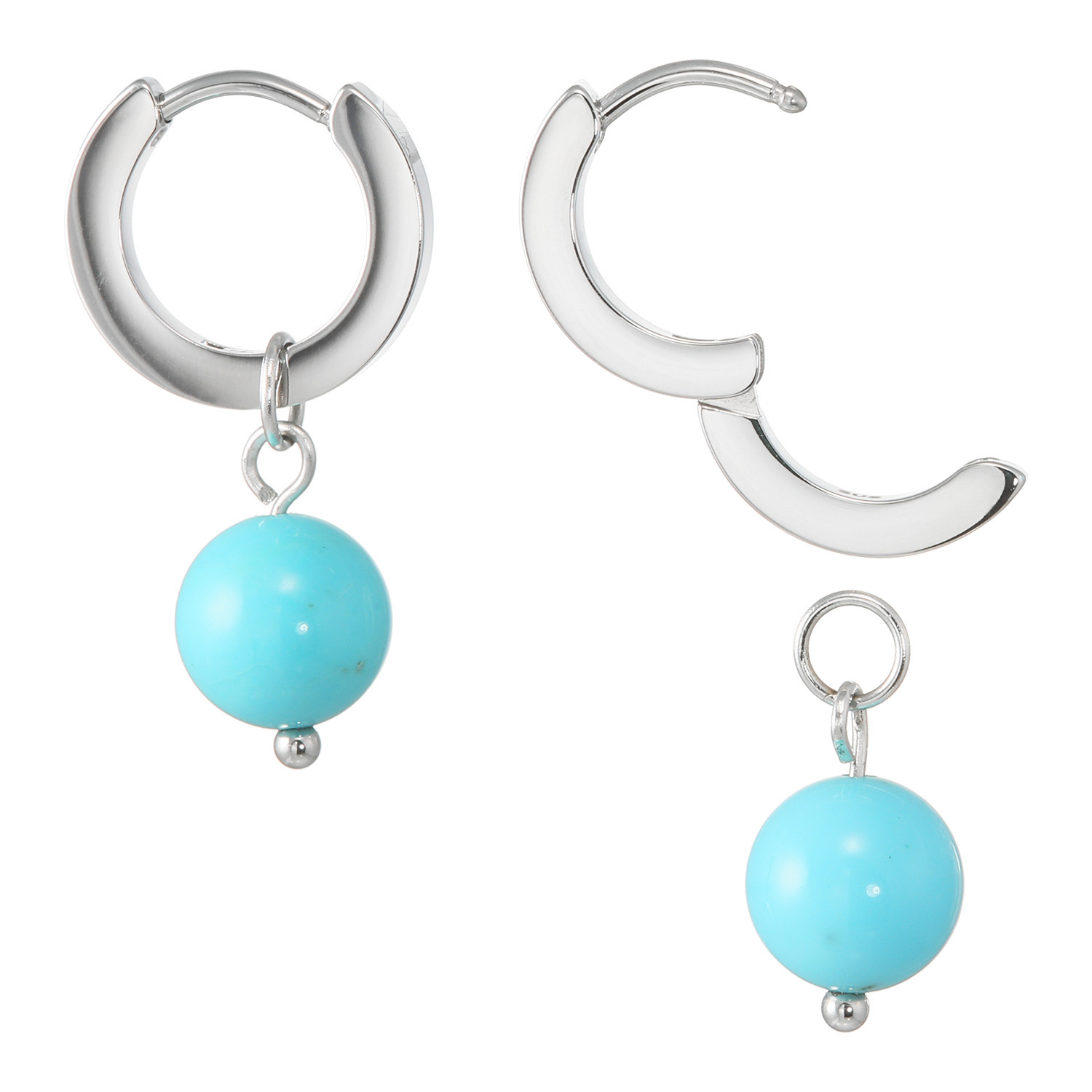 インプレスミー ８ｍｍＵＰ ターコイズチャーム ２ウェイフープピアス