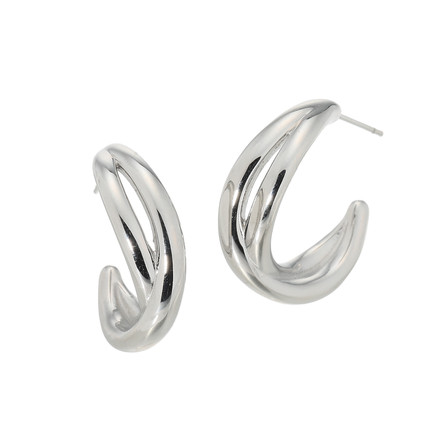 ラフィナリスタ サージカルステンレス ニュアンスカーブ クロスデザイン フープピアス