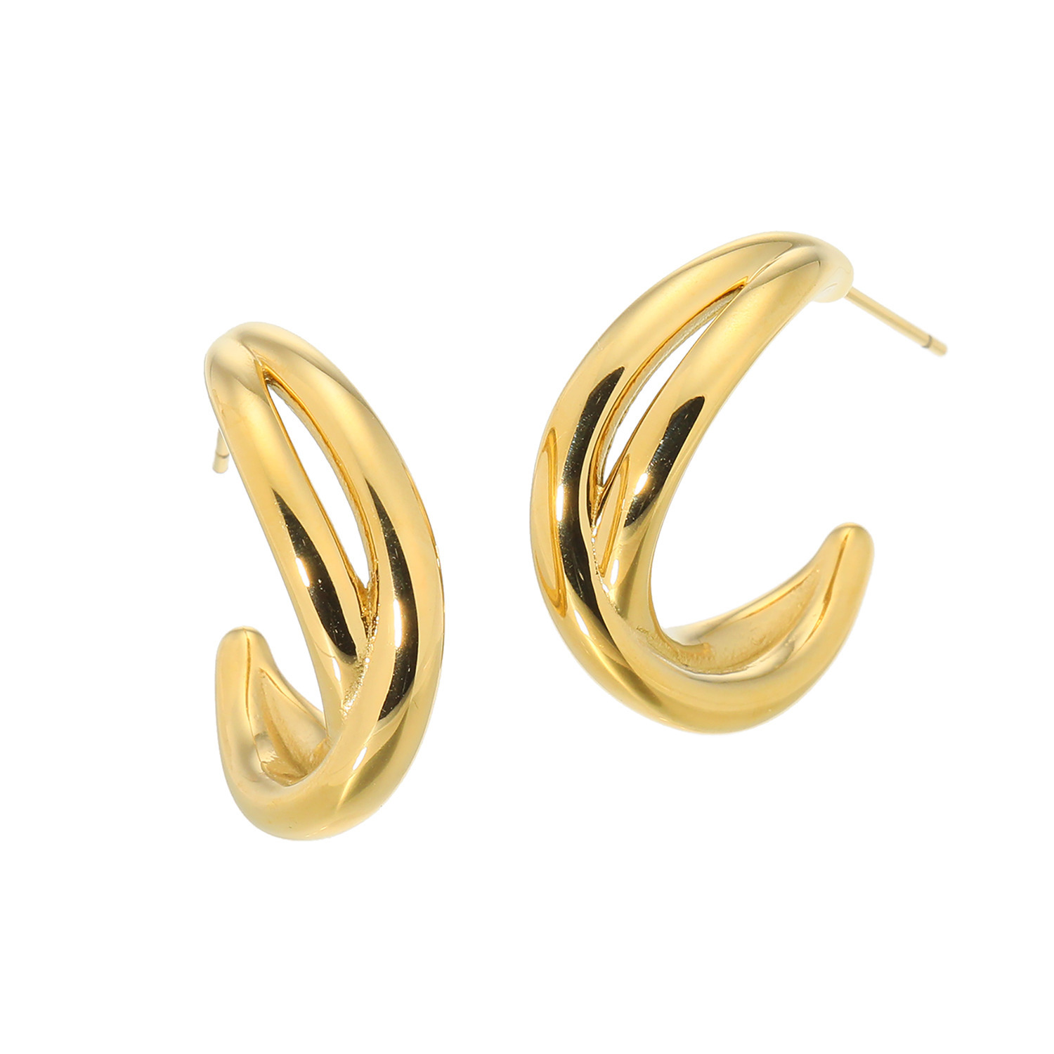 ラフィナリスタ サージカルステンレス ニュアンスカーブ クロスデザイン フープピアス