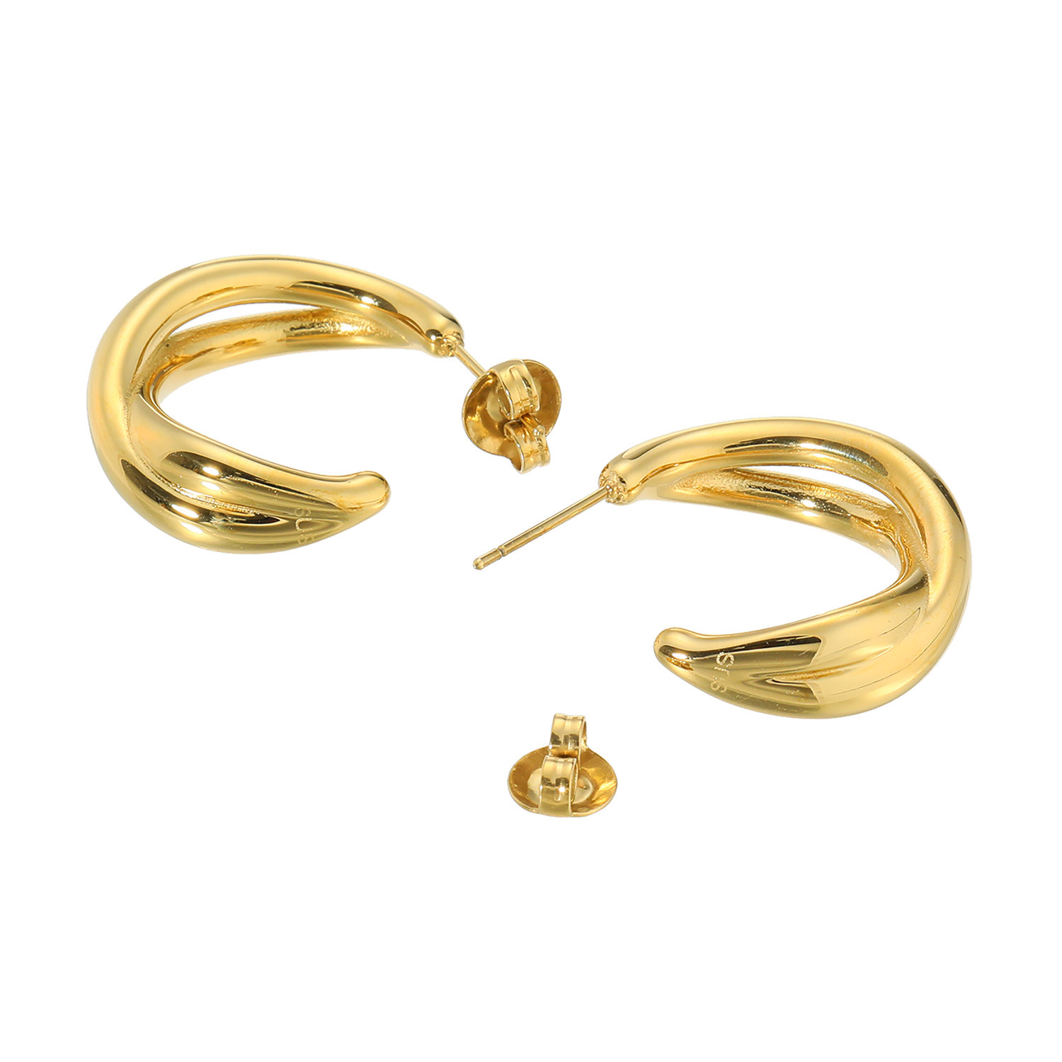 ラフィナリスタ サージカルステンレス ニュアンスカーブ クロスデザイン フープピアス