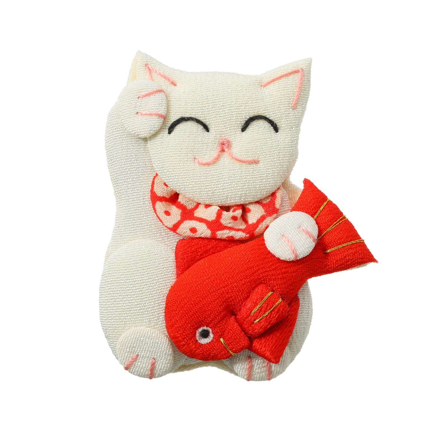 創作りょう タイ抱き猫モティーフ ブローチ