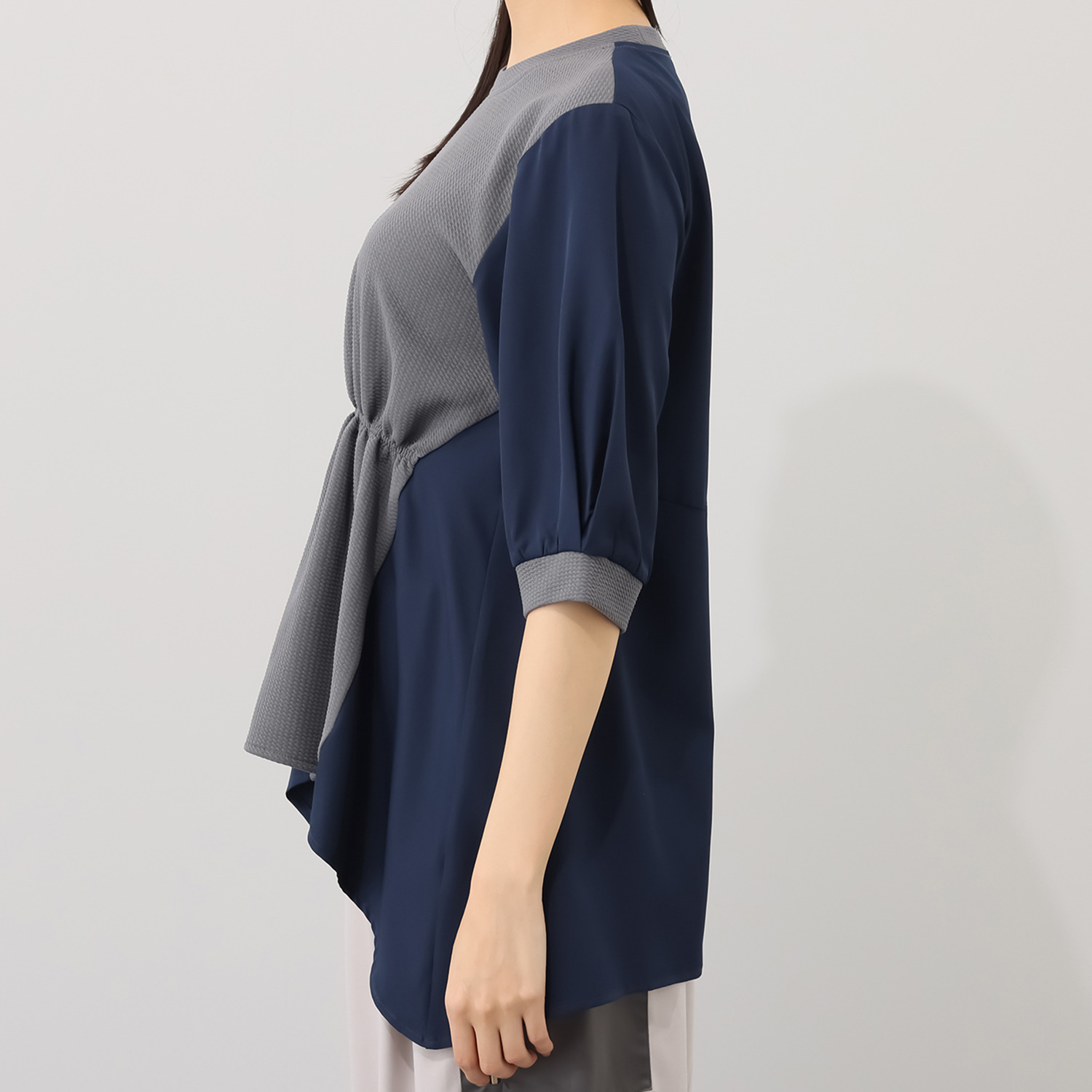 ラブソル 異素材使い バックフレアー チュニック