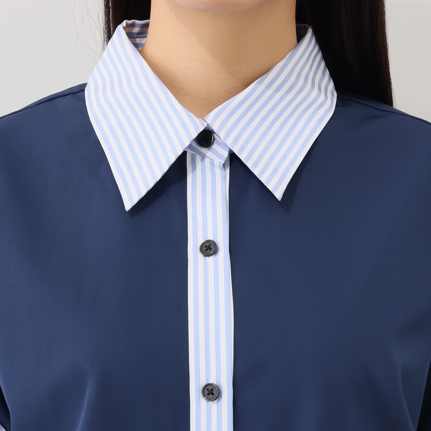 ラブソル モードライクな バイカラー ロングシャツ