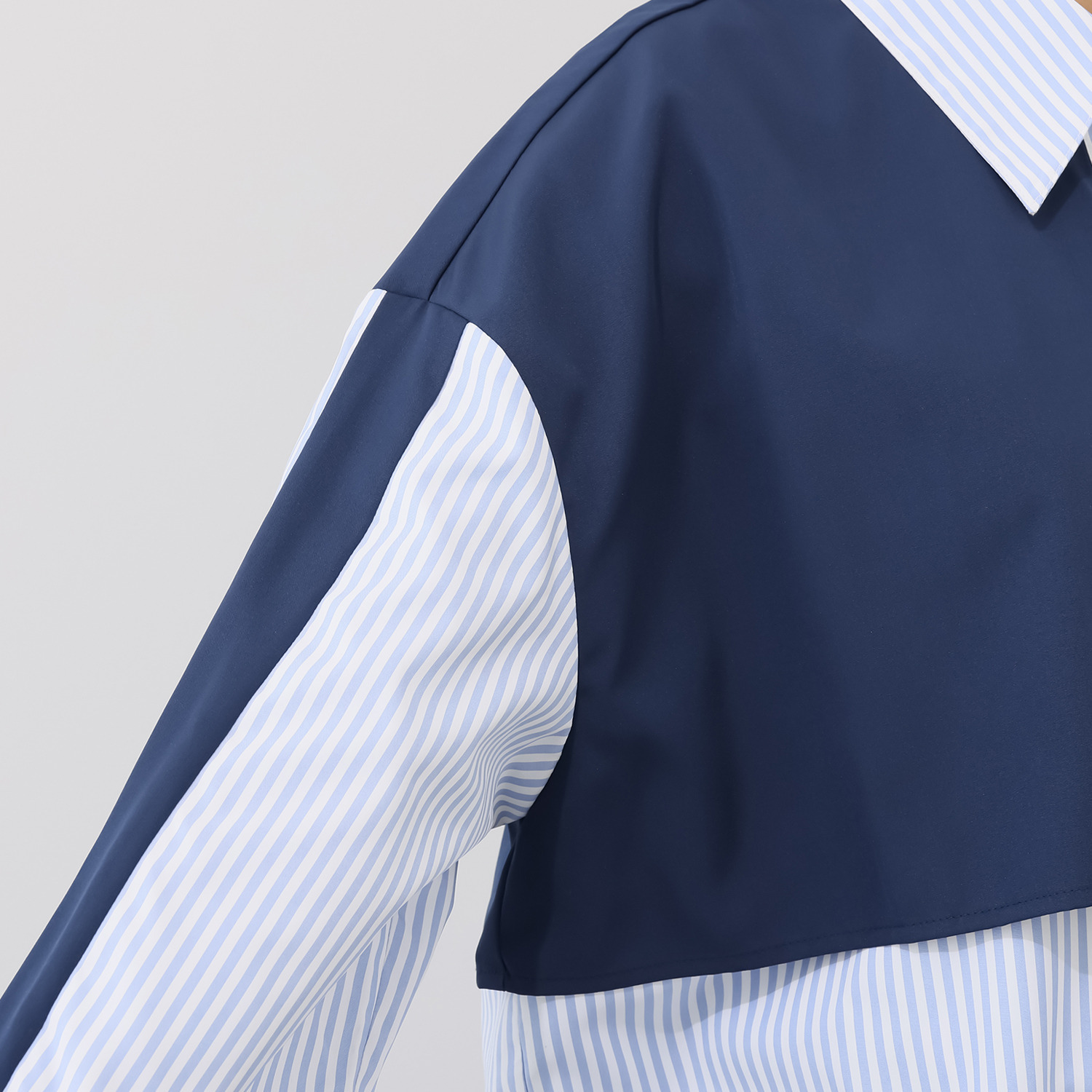 ラブソル モードライクな バイカラー ロングシャツ