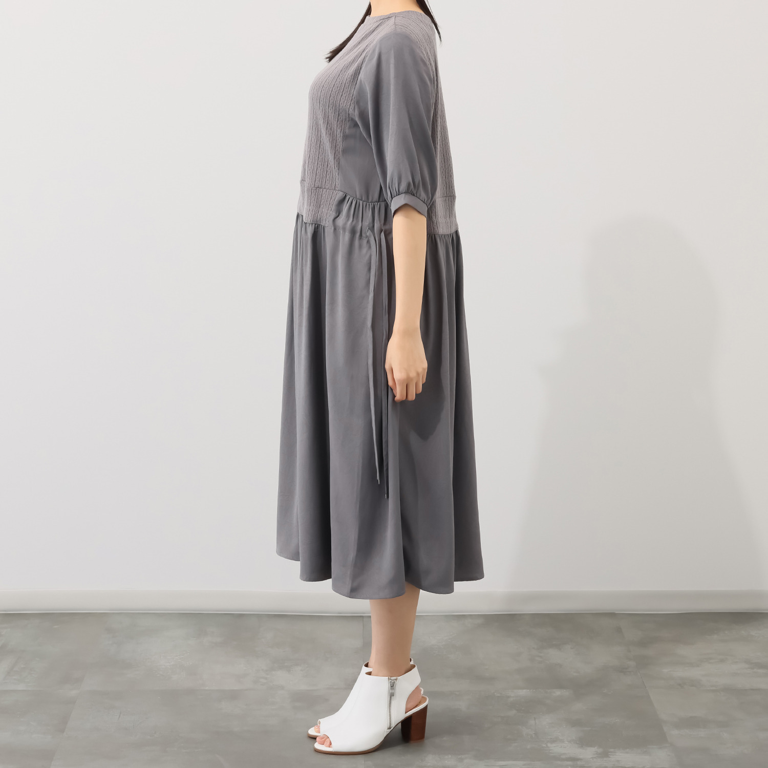 ラブソル 異素材切替 クリンクルワンピース