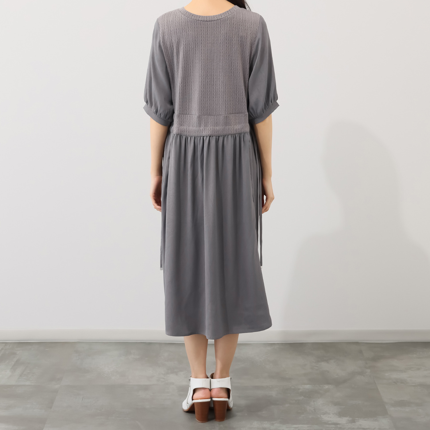 ラブソル 異素材切替 クリンクルワンピース