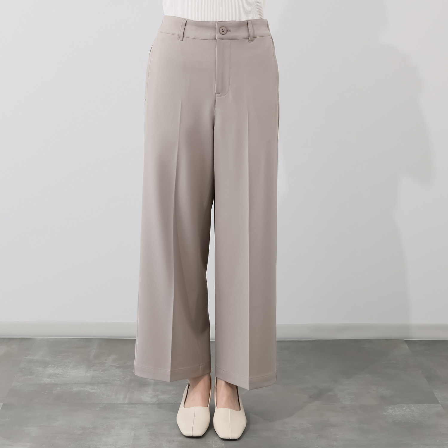 イシカワラボ★ヒトミ ストレッチジョーゼット 上品見え セミワイドパンツ