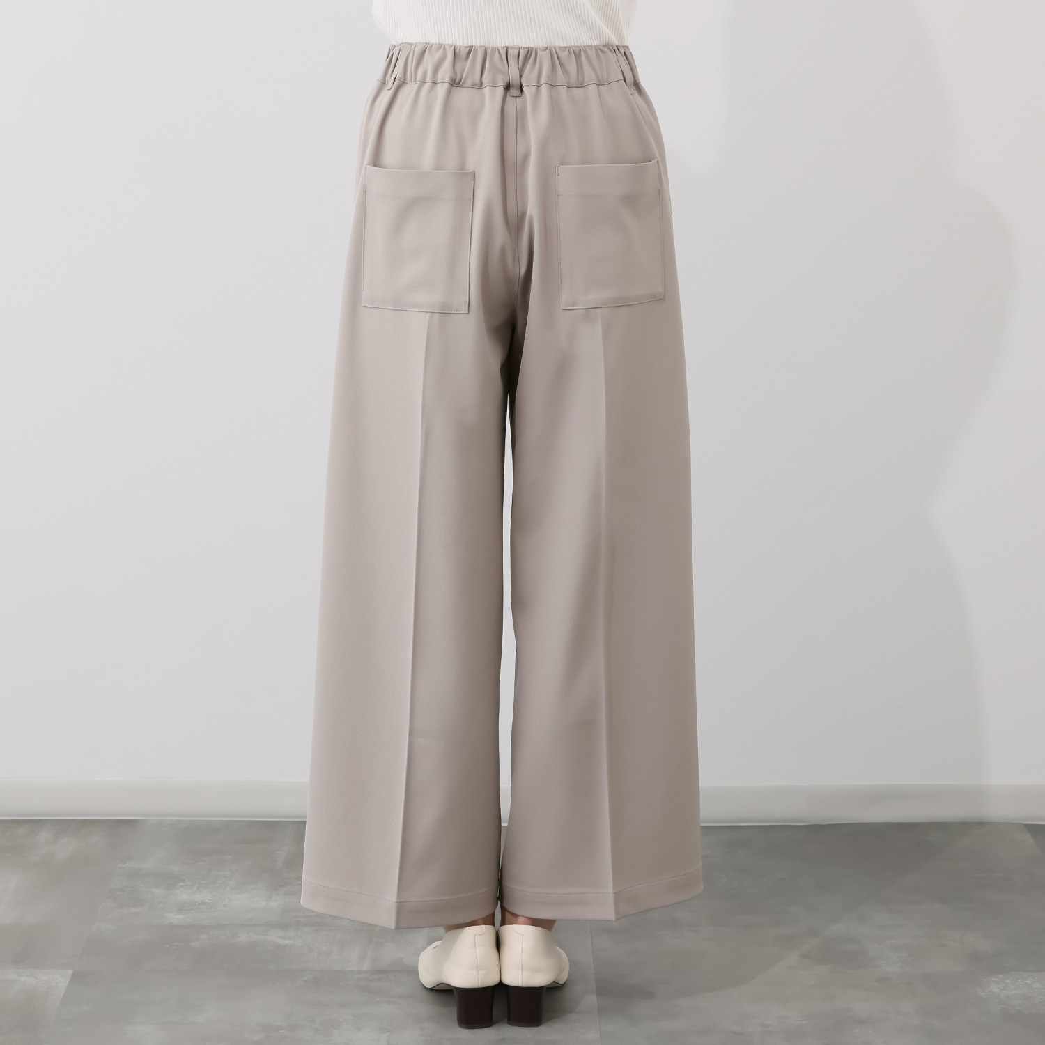 イシカワラボ★ヒトミ ストレッチジョーゼット 上品見え セミワイドパンツ