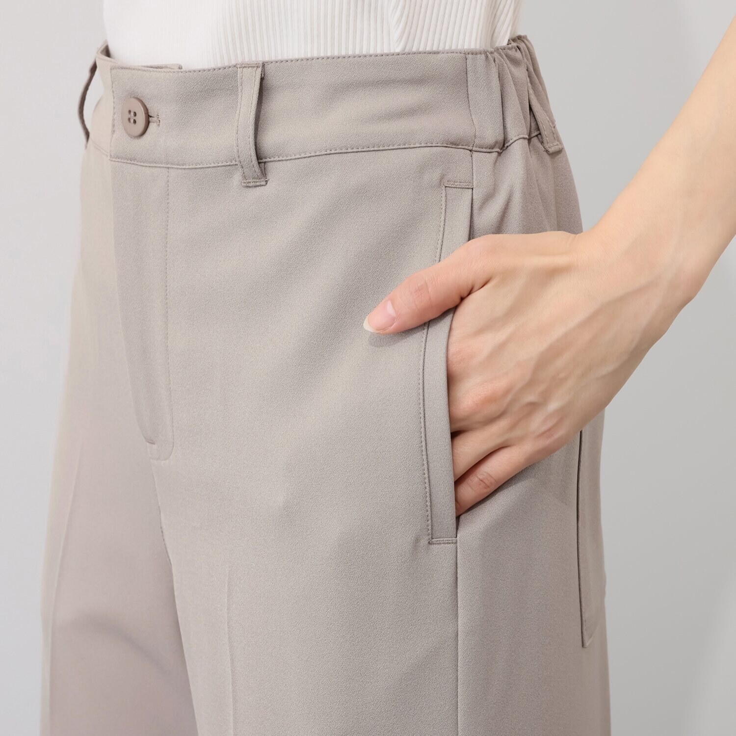 イシカワラボ★ヒトミ ストレッチジョーゼット 上品見え セミワイドパンツ