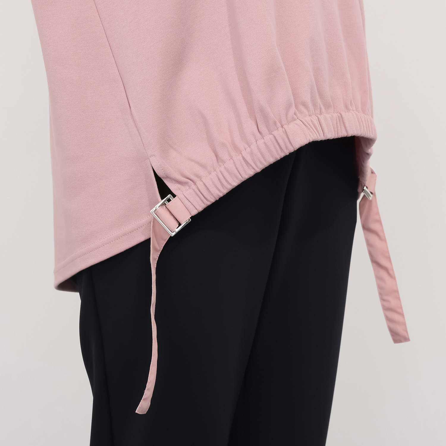 イシカワラボ★ヒトミ コットンスムース 異素材切替 裾ギャザーデザイン プルオーバー