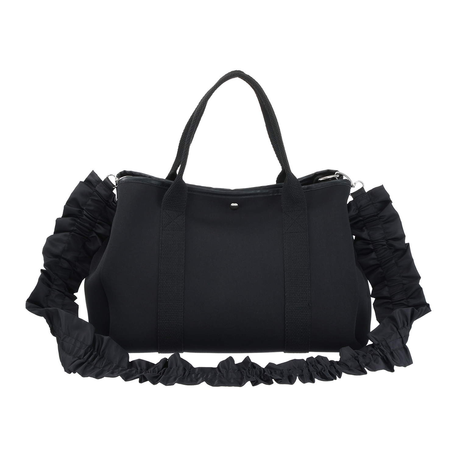 イシカワラボ★ヒトミ サテンフリルストラップ付 ダンボールトートバッグ