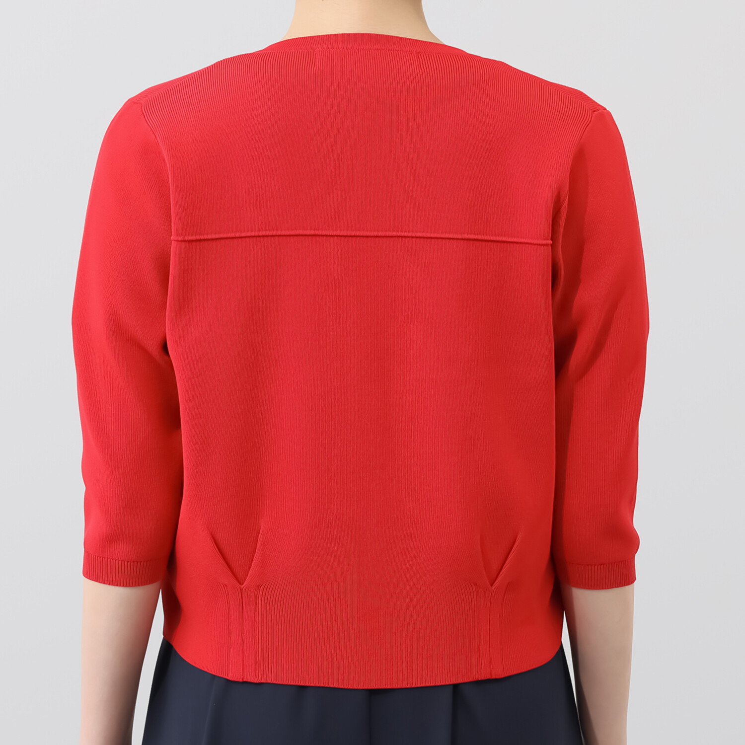 ブルーコレクション 飛行機バッジ付 七分袖 きれいめデザイン ニットカーディガン