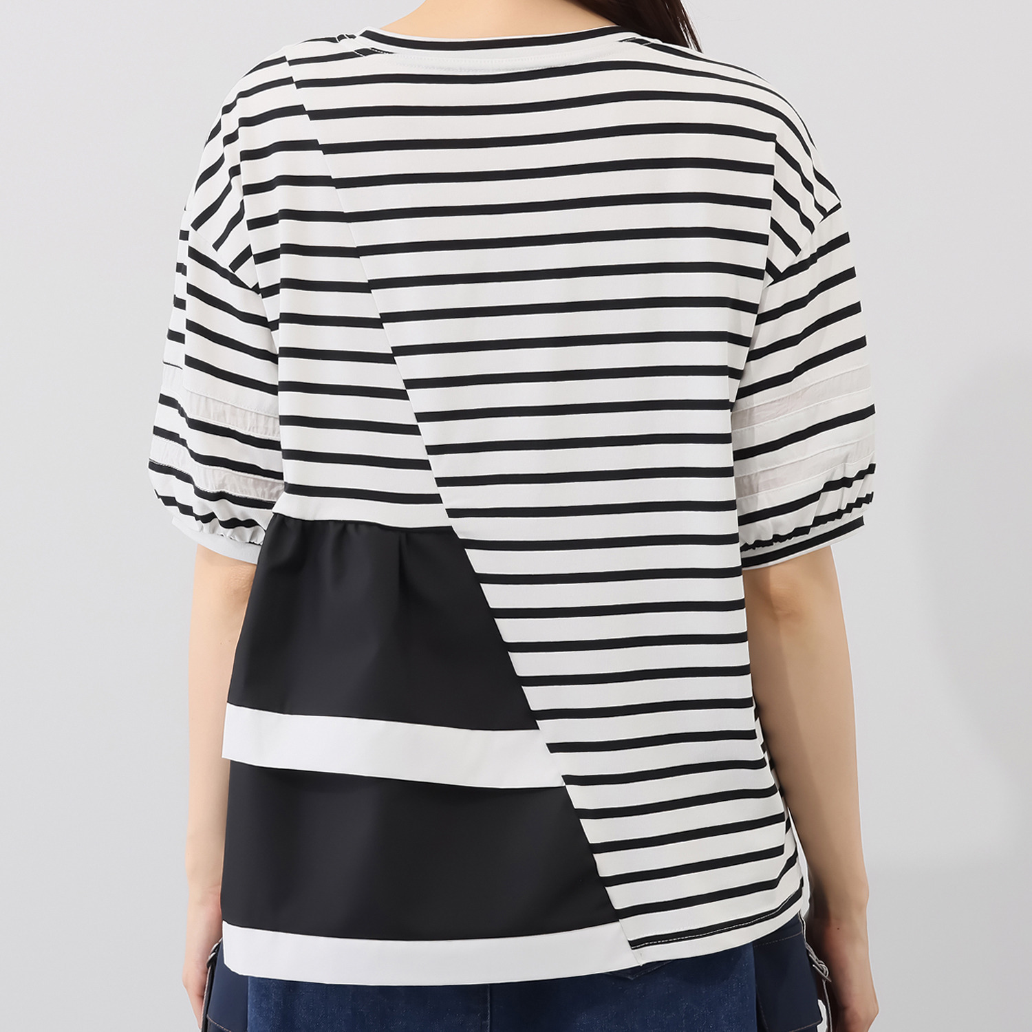 ラヴィーコンフォート 接触冷感 サイドフリル＆ レースアクセント 異素材ＭＩＸ 大人プルオーバー