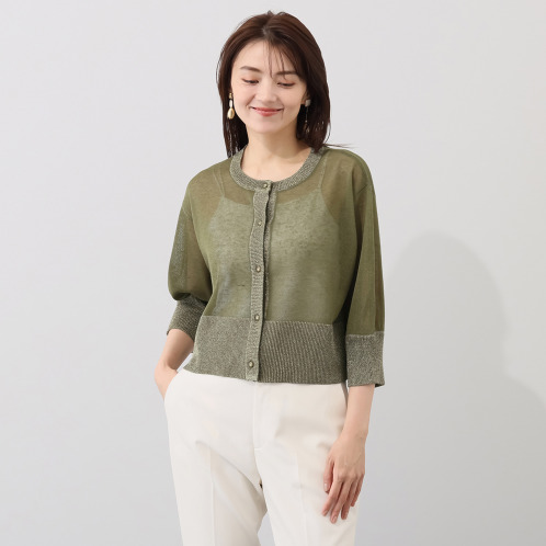 ラヴィーコンフォート ラメアクセント 袖コンシャスな ゴージャスカーディガン ラヴィーコンフォート ラメアクセント 袖コンシャスな ゴージャスカーディガン