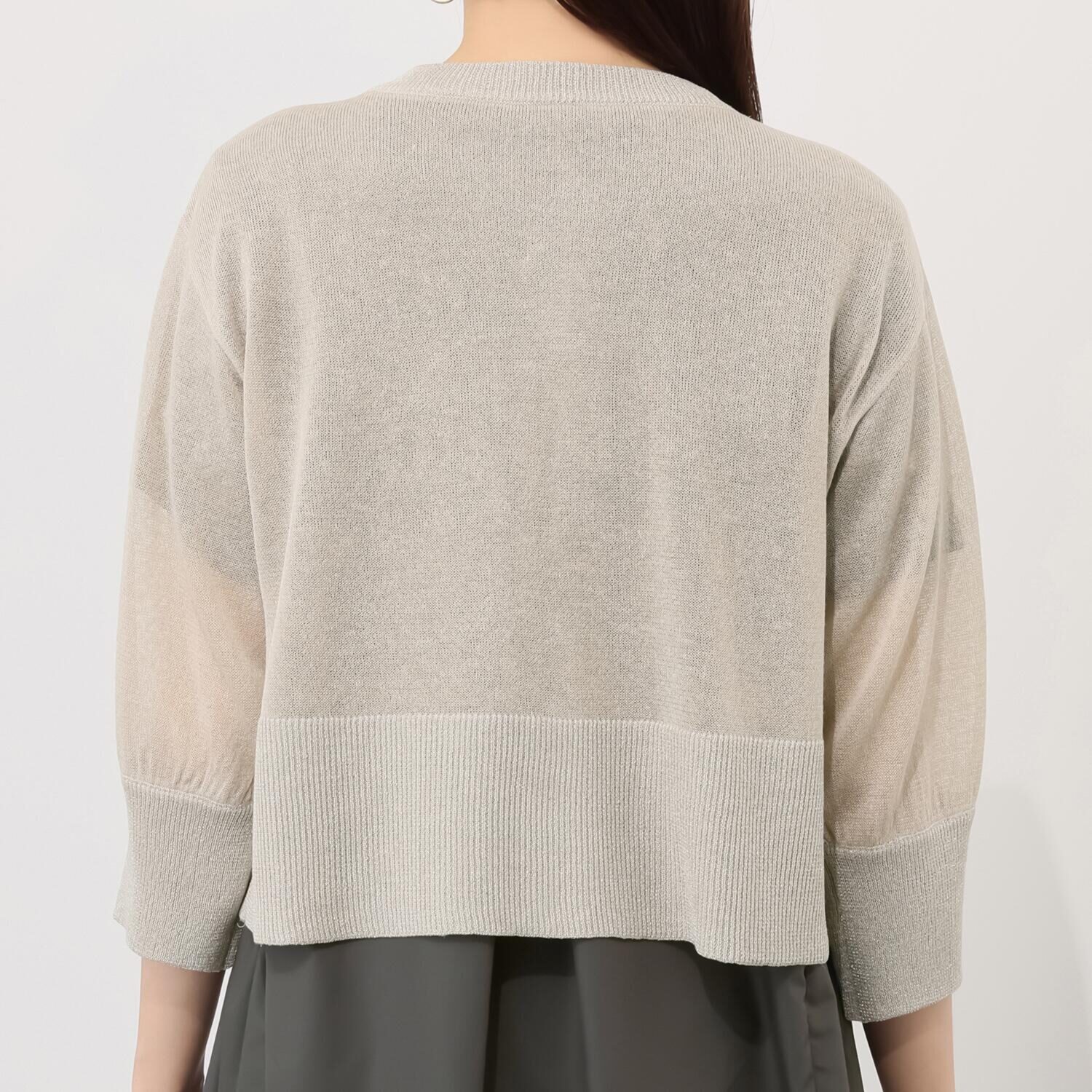 ラヴィーコンフォート ラメアクセント 袖コンシャスな ゴージャスカーディガン