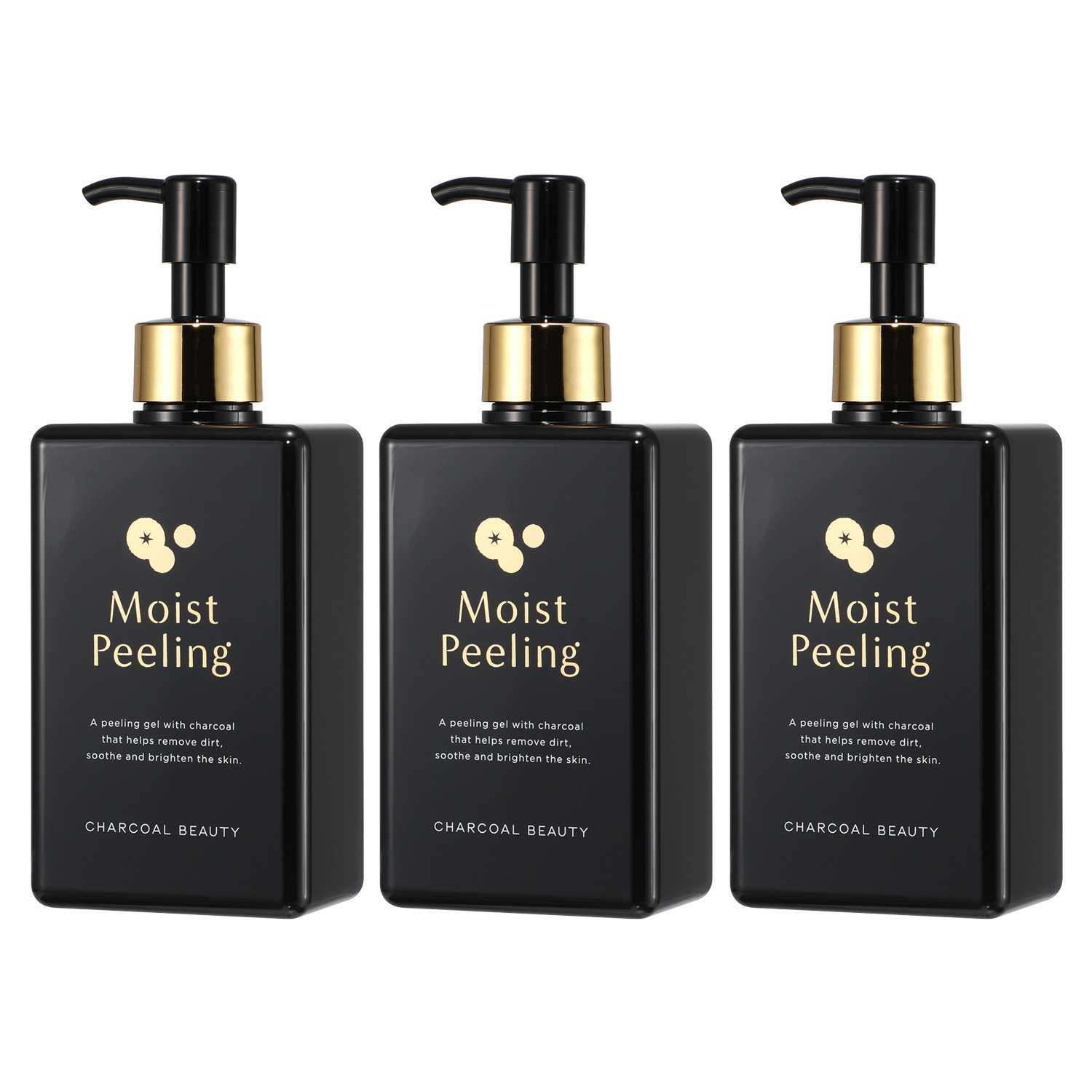 チャコールビューティー こだわりの炭パウダー （炭、シリカ）配合！ 古い角質・毛穴の汚れオフ つるつる肌へ導く洗浄料 モイストピーリング ３本セット