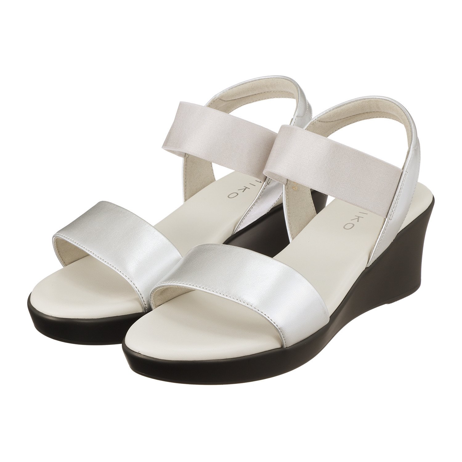 卑弥呼 本革 ゴムベルト ウェッジヒールサンダル