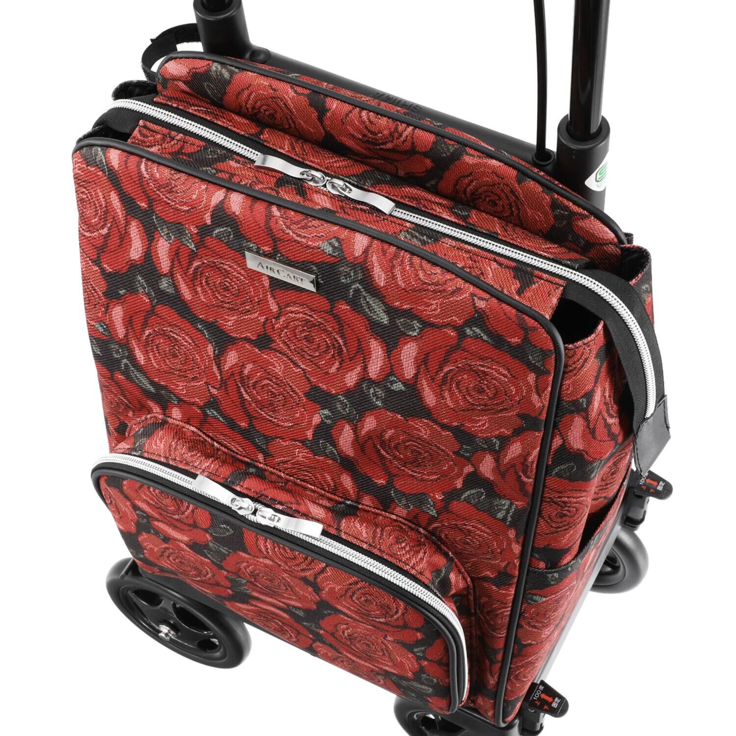 キャスター機能と ブレーキ機能で ピタリと寄り添う ４輪ショッピングカート エアカート ＜ゴブランローズ柄＞