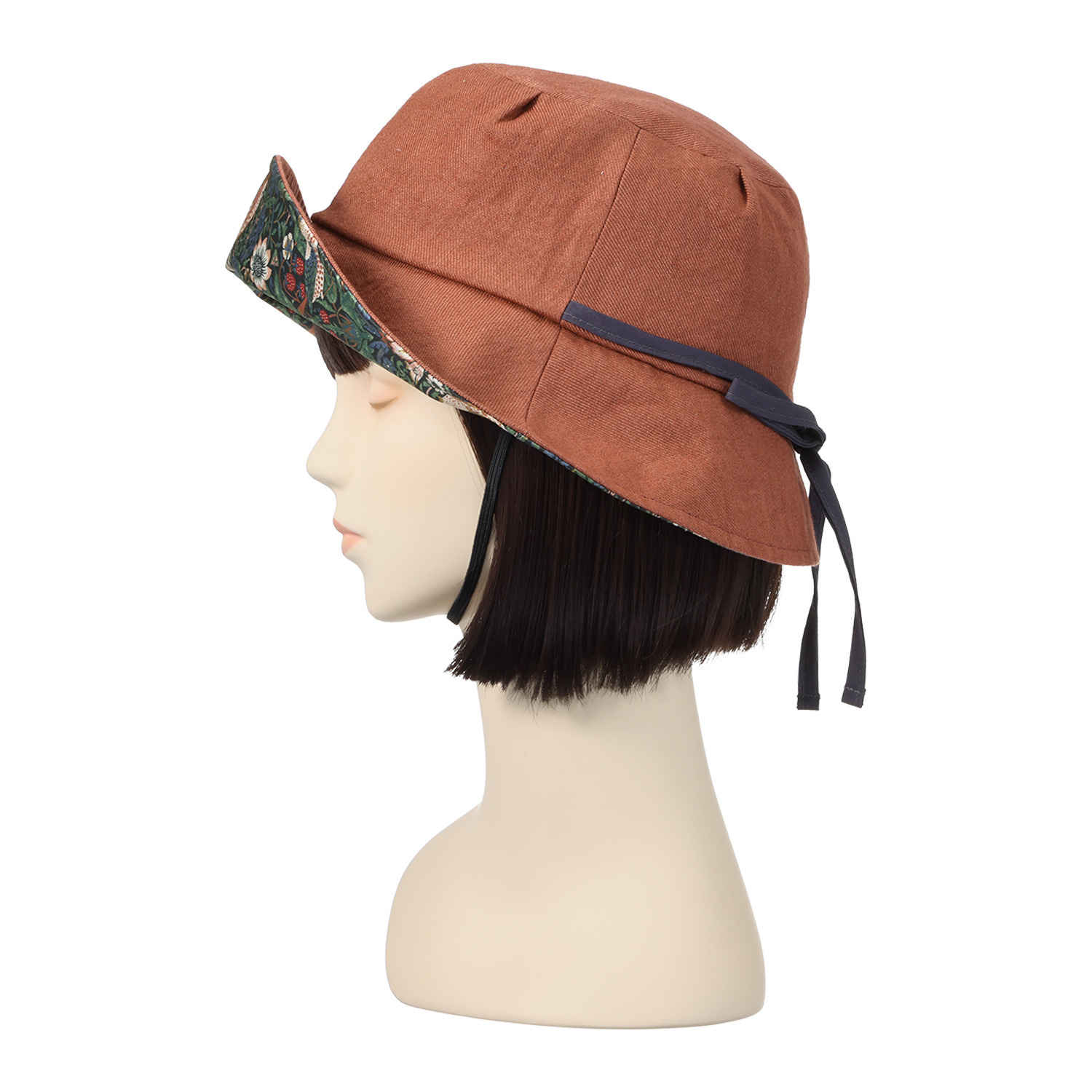 ＵＶカット リネン１００％ ウィリアム・モリス つば裏プリントハット