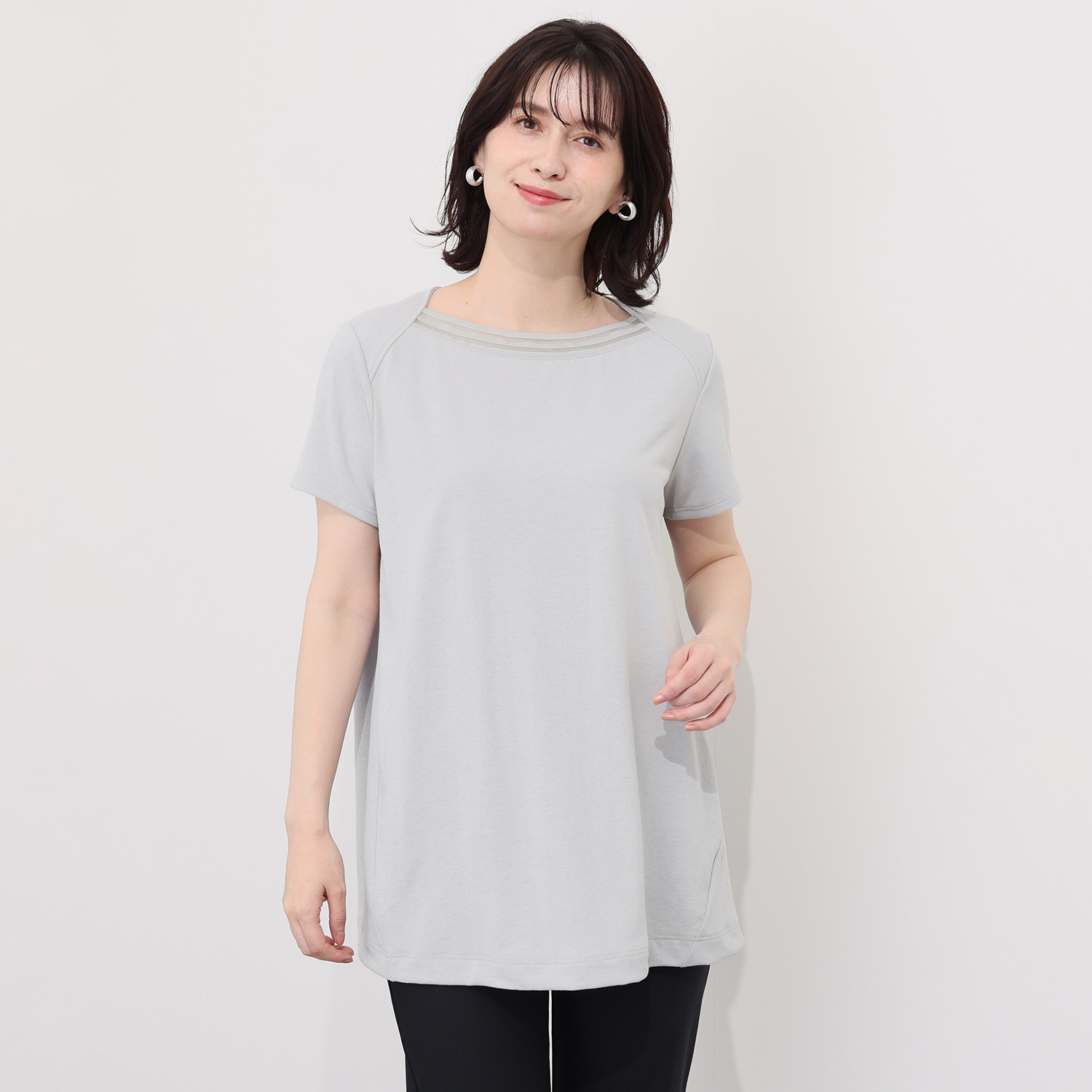 ＨＫビアン ＵＶカット・吸水速乾 コットンタッチ シアーリブ使い チュニックＴシャツ