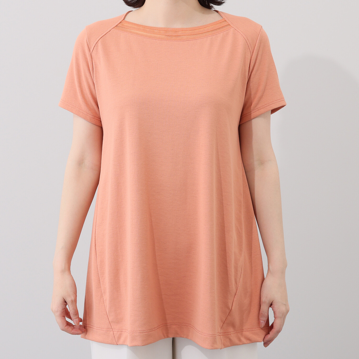 ＨＫビアン ＵＶカット・吸水速乾 コットンタッチ シアーリブ使い チュニックＴシャツ