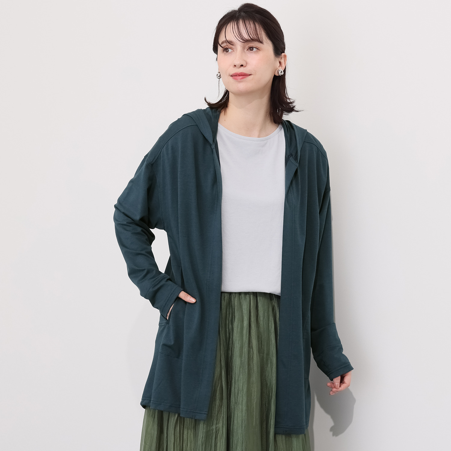 ＨＫビアン ＵＶカット ルナセル（Ｒ） しっとりなめらか ロングカーディガン