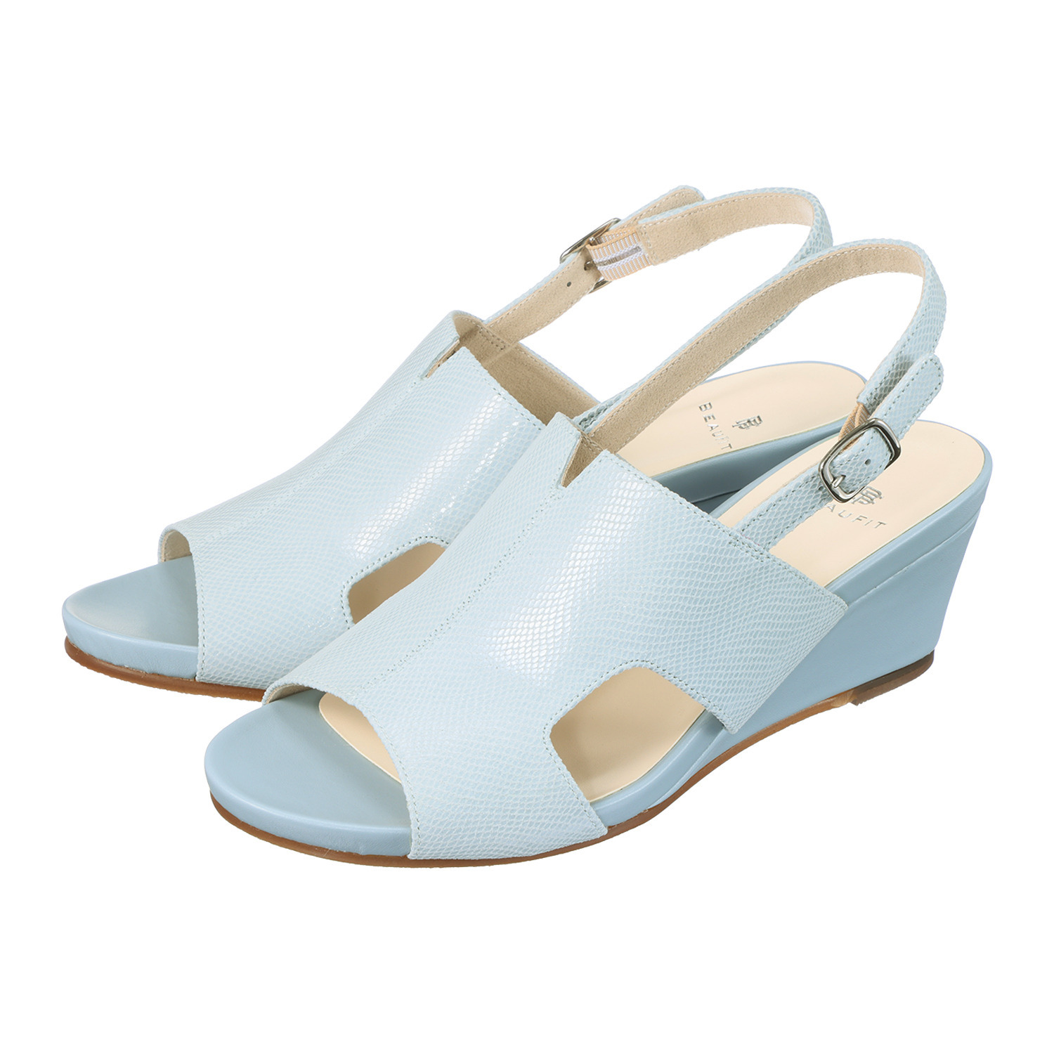 ビューフィット 日本製 脚を美しく魅せる！ 牛革・ゆったり３Ｅ 足元軽やか ウェッジサンダル