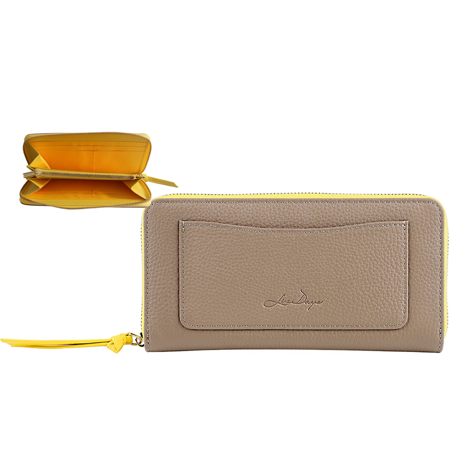 リズデイズ 牛革 ラウンドデザイン スリムロングウォレット