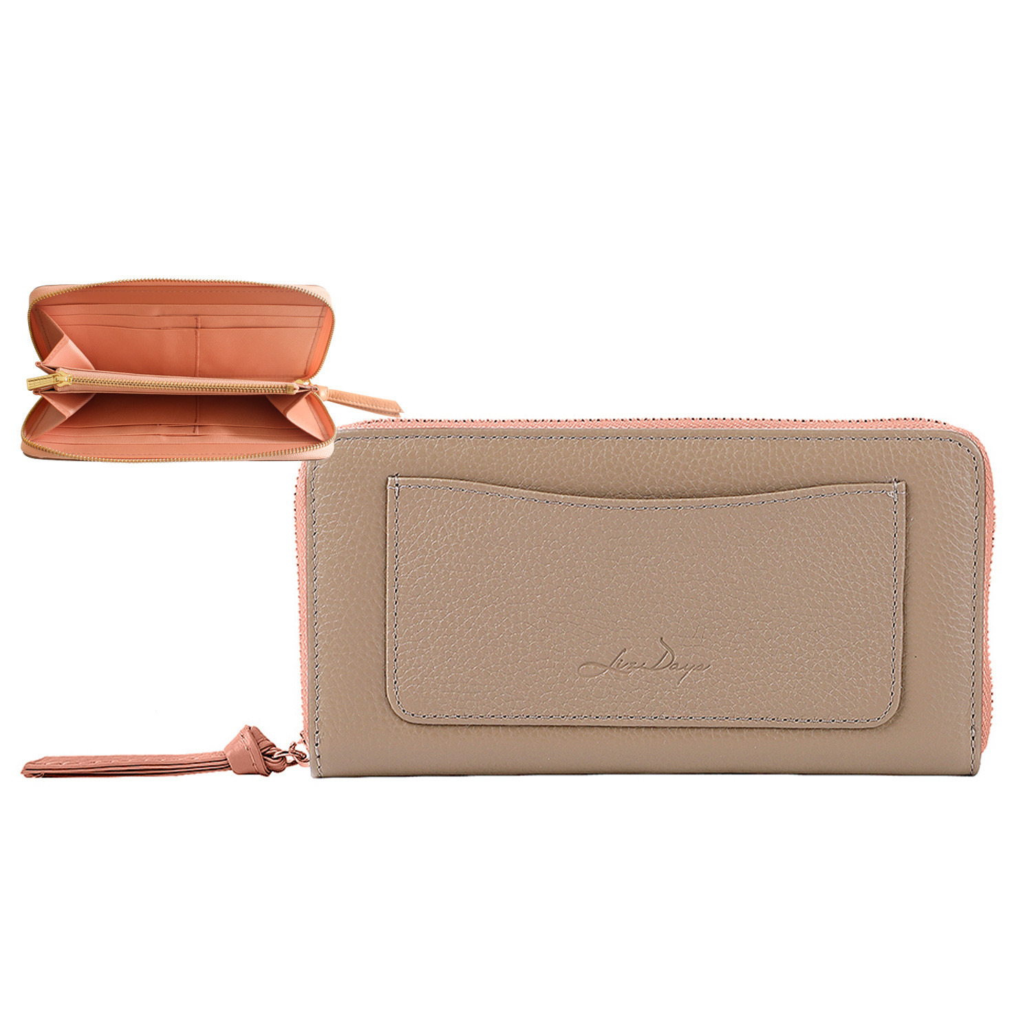 リズデイズ 牛革 ラウンドデザイン スリムロングウォレット