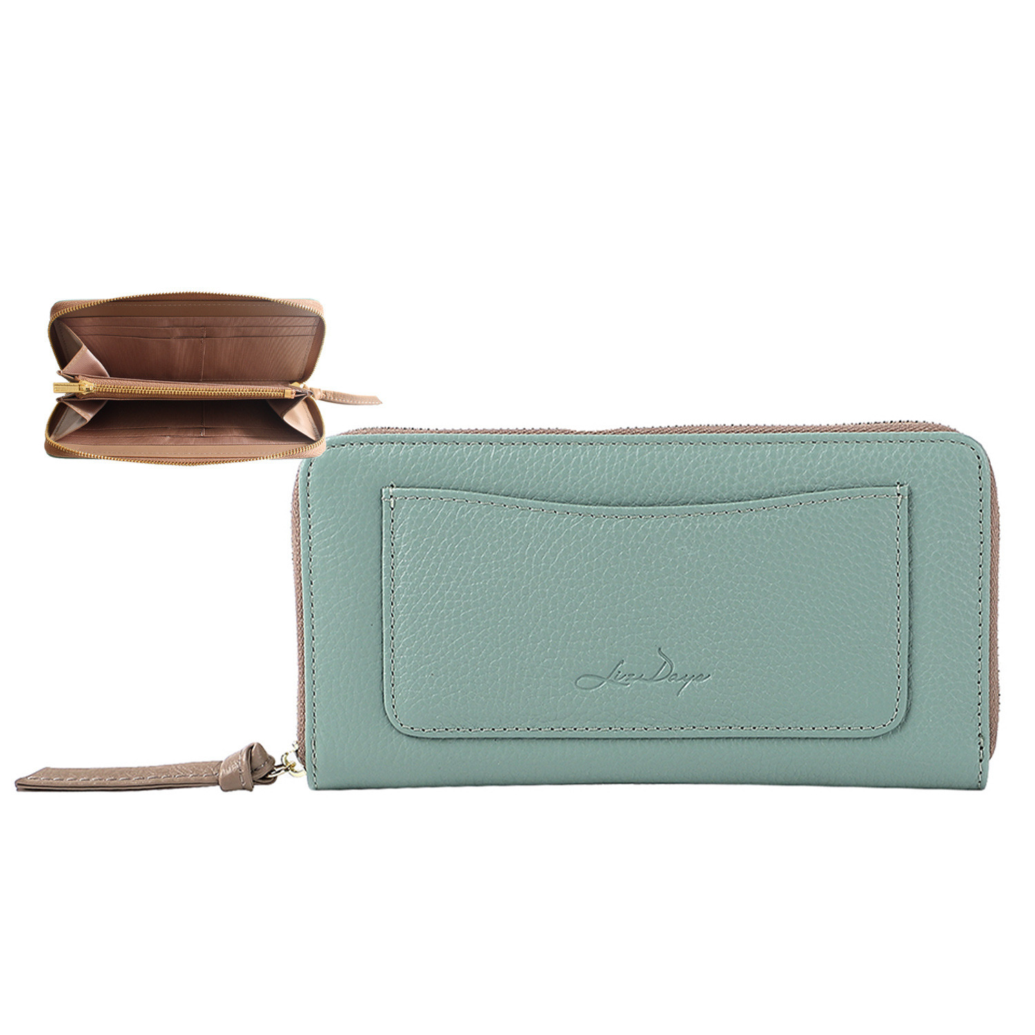 リズデイズ 牛革 ラウンドデザイン スリムロングウォレット