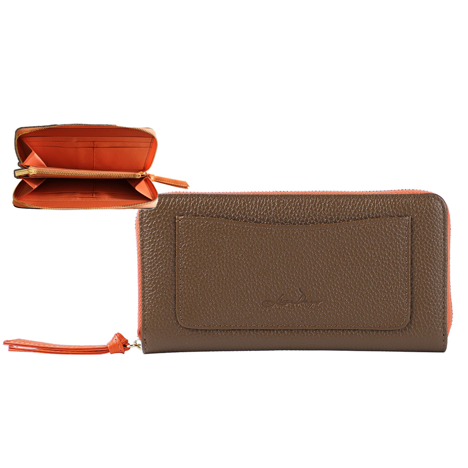 リズデイズ 牛革 ラウンドデザイン スリムロングウォレット