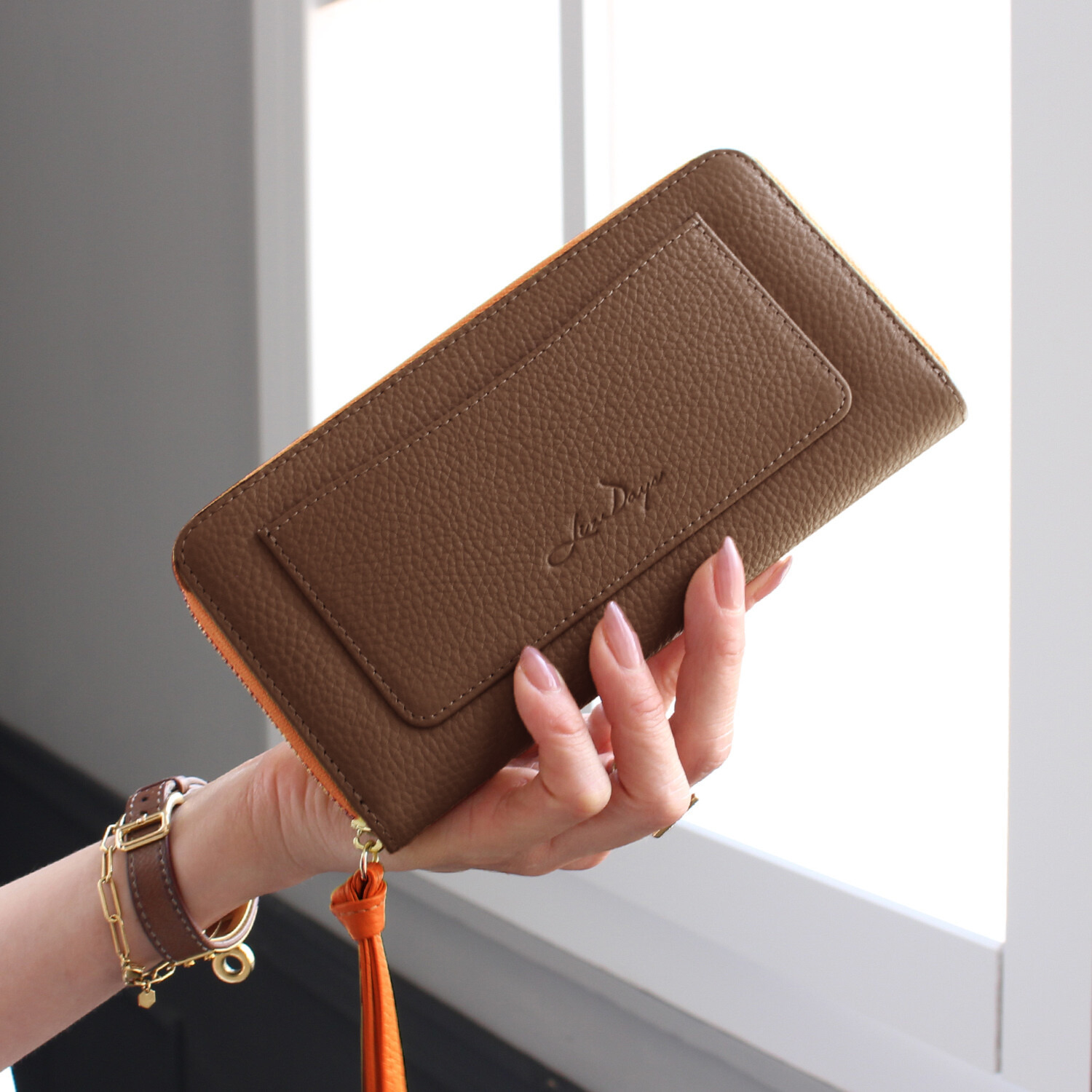 リズデイズ 牛革 ラウンドデザイン スリムロングウォレット