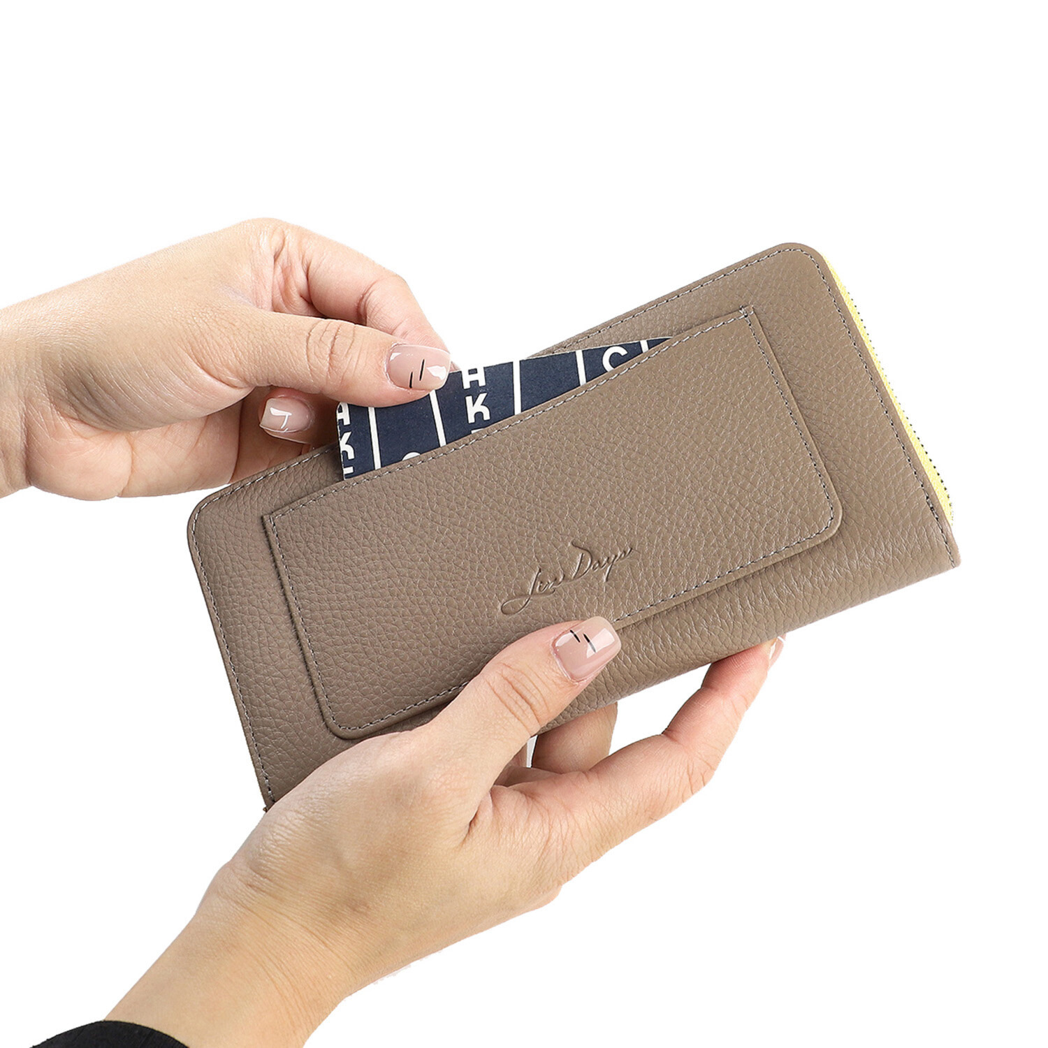 リズデイズ 牛革 ラウンドデザイン スリムロングウォレット