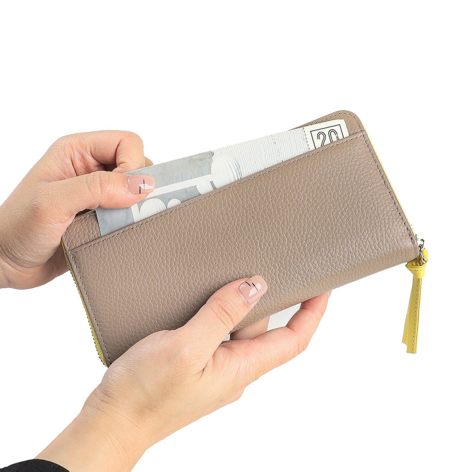 リズデイズ 牛革 ラウンドデザイン スリムロングウォレット