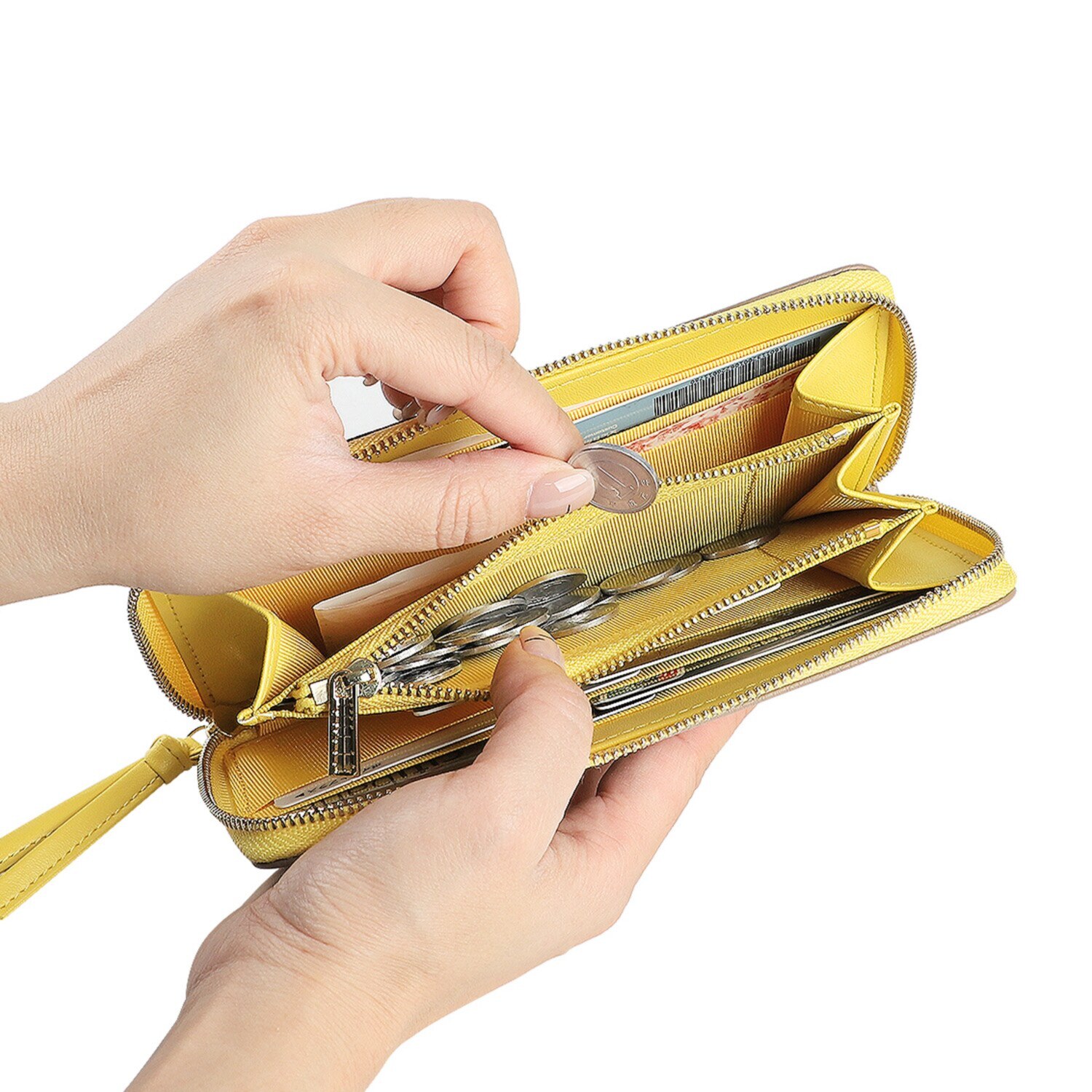 リズデイズ 牛革 ラウンドデザイン スリムロングウォレット