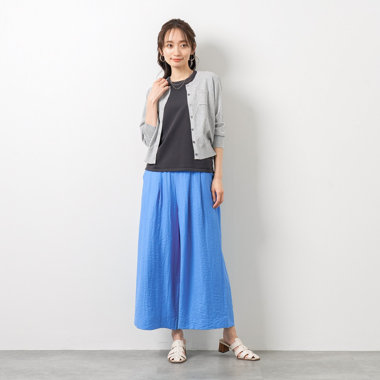 元町ゼラール さらさら天竺 編地切替 ノースリーブプルオーバー