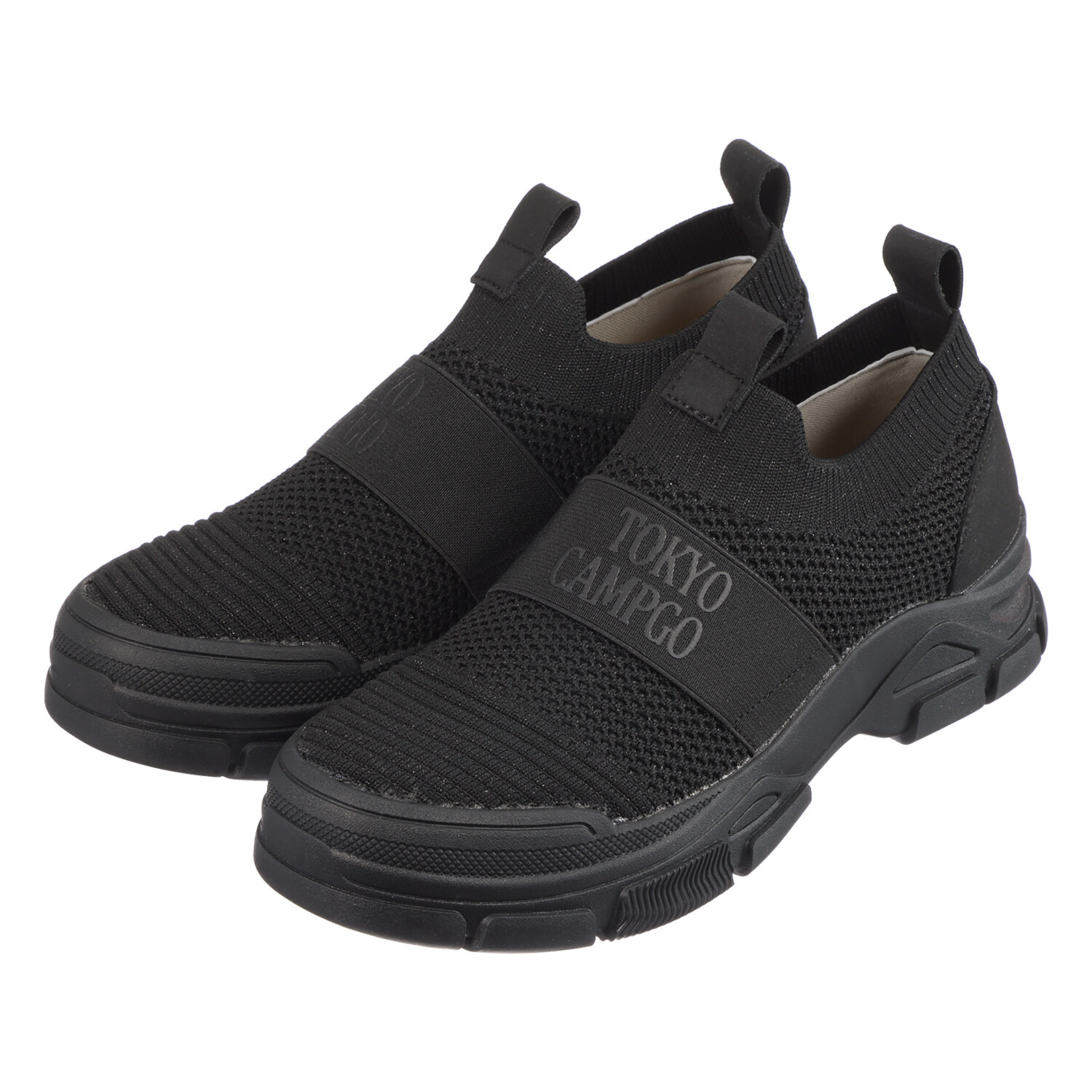 トーキョーキャンプゴー 防水・防滑 ニット素材で着脱ラクラク ボリュームソール スリッポンシューズ